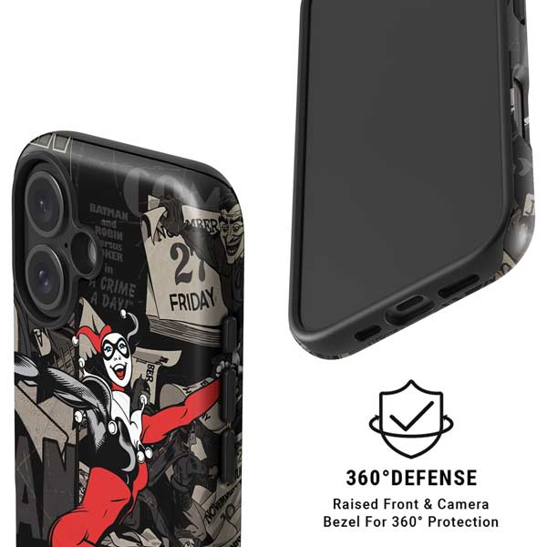 DC Comics Harley Quinn Vintage Action pose pattern iPhone 16 Plus Magsafe Impact Case