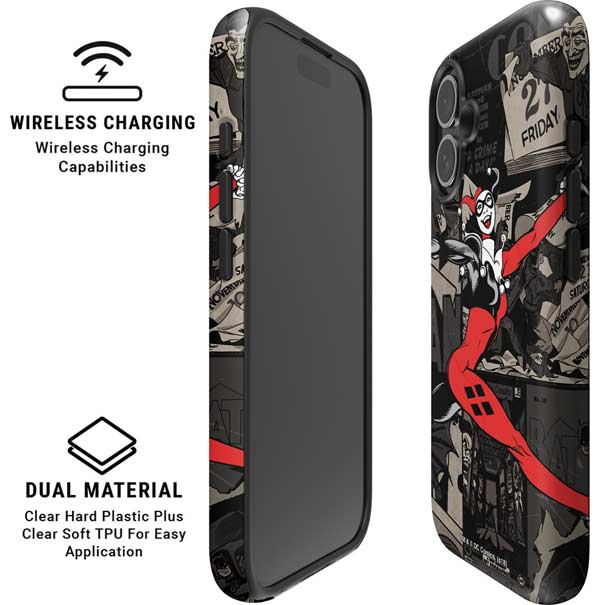 DC Comics Harley Quinn Vintage Action pose pattern iPhone 16 Plus Magsafe Impact Case