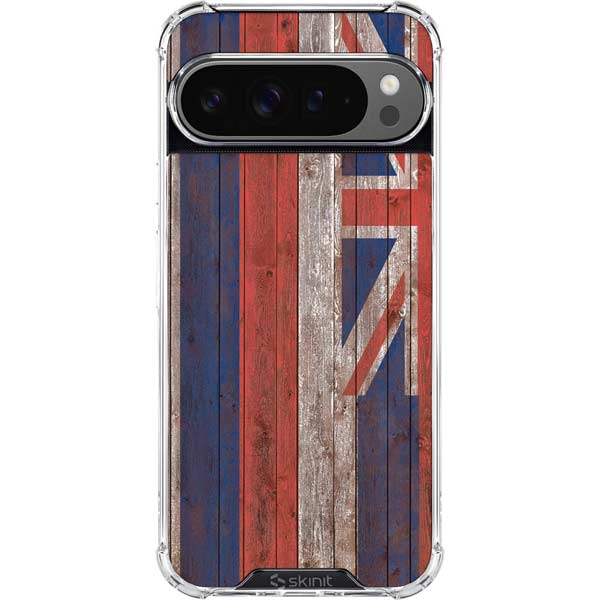 Hawaiian Flag Dark Wood Google Pixel 10 Pro Clear Case