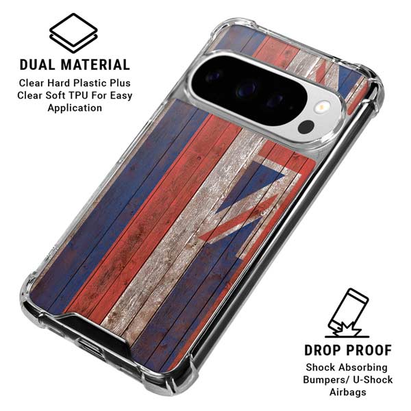 Hawaiian Flag Dark Wood Google Pixel 10 Pro Clear Case