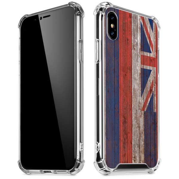 Hawaiian Flag Dark Wood iPhone X/XS Clear Case