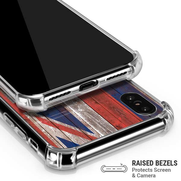 Hawaiian Flag Dark Wood iPhone X/XS Clear Case