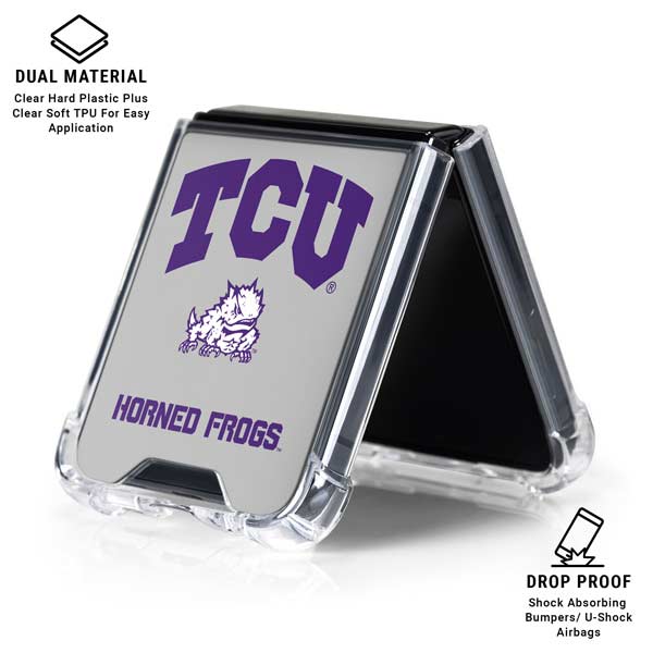 Texas Christian University Horned Frogs Logo Print Galaxy Z Flip7 Clear Case