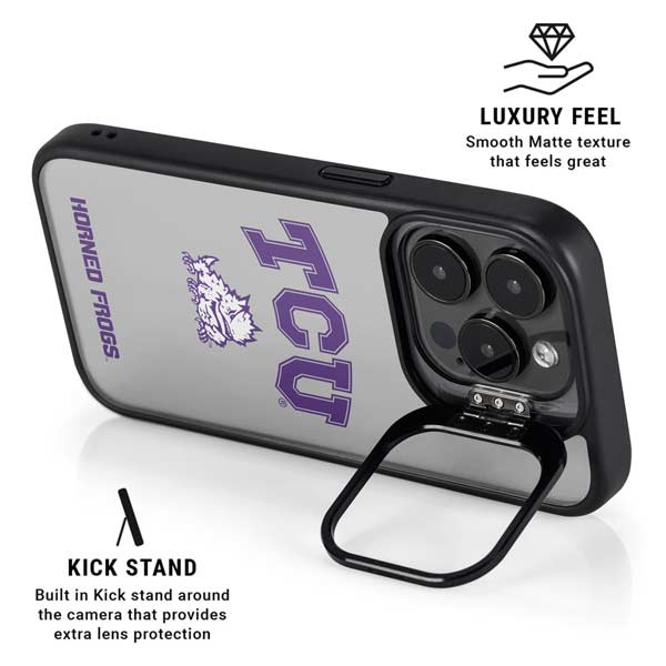 Texas Christian University Horned Frogs Logo Print iPhone 14 Pro Kickstand Case