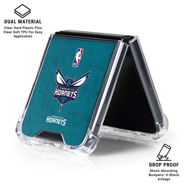 NBA Charlotte Hornets Distressed Galaxy Z Flip7 Clear Case