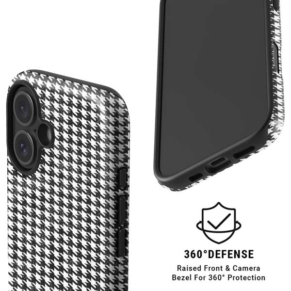 Houndstooth Black/White iPhone 16 Plus Magsafe Impact Case