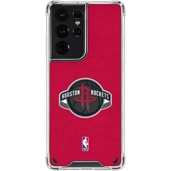 NBA Houston Rockets Distressed Galaxy S21 Ultra 5G Clear Case