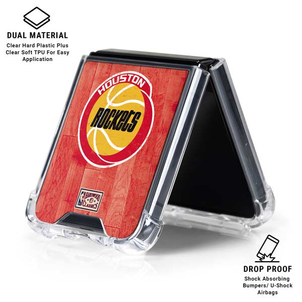 NBA Houston Rockets Hardwood Classics Galaxy Z Flip7 Clear Case