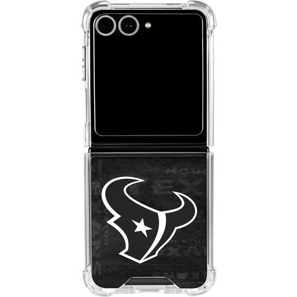 NFL Houston Texans Black & White Galaxy Z Flip7 Clear Case