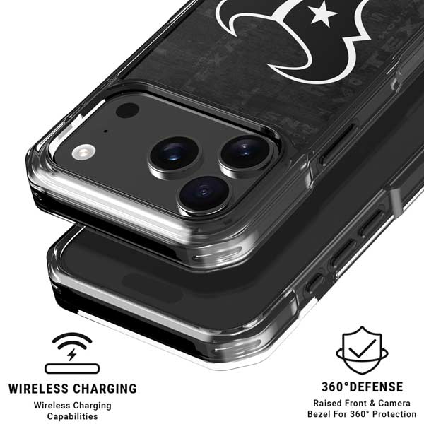 NFL Houston Texans Black & White iPhone 17 Pro Clear Case