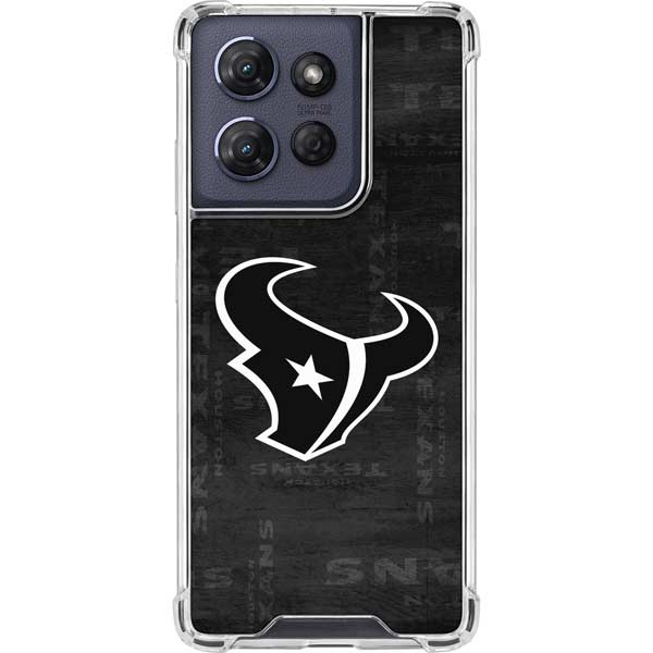 NFL Houston Texans Black & White Moto G Play 5G (2025) Clear Case