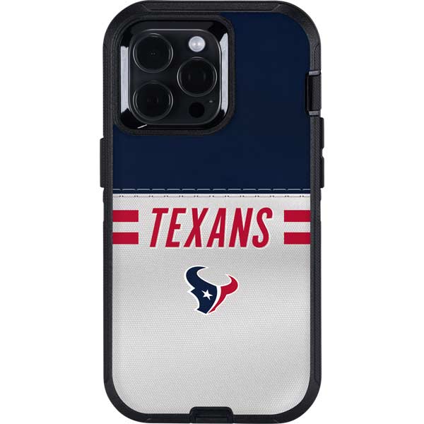 NFL Houston Texans White Striped Otterbox Defender iPhone Skin