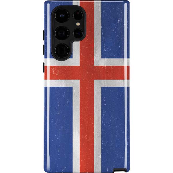 Iceland Flag Distressed Galaxy Cases