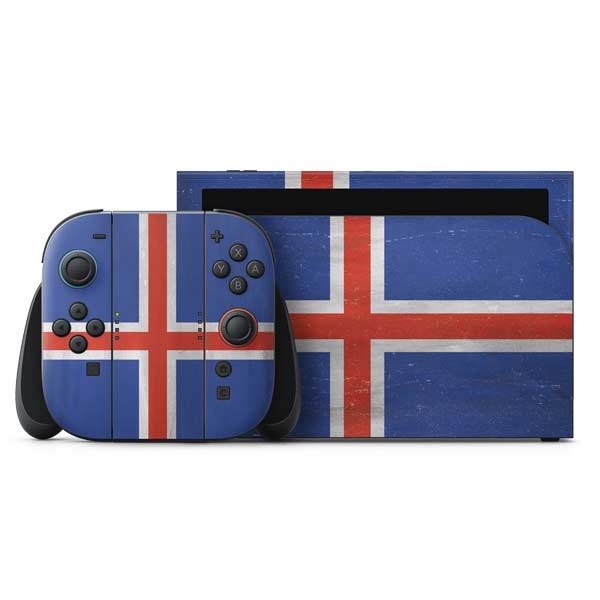 Iceland Flag Distressed Nintendo Skins