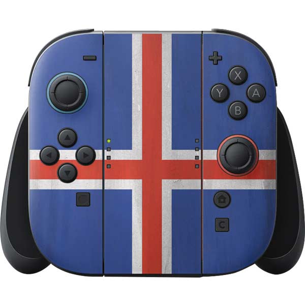 Iceland Flag Distressed Nintendo Skins