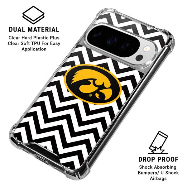 University of Iowa Hawkeyes Chevron Print Google Pixel 10 Pro Clear Case