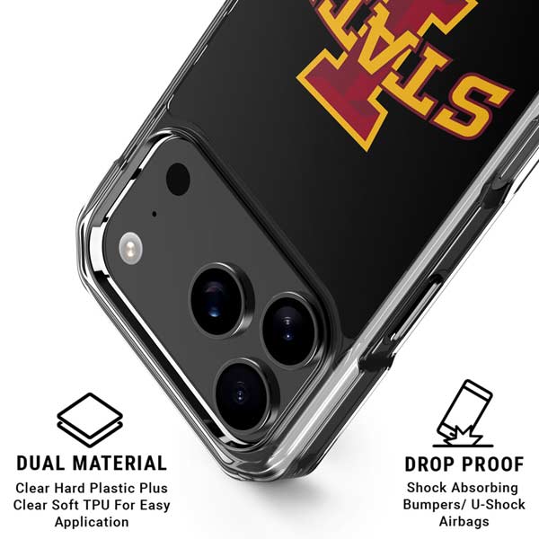 Iowa State University Primary Logo Black iPhone 17 Pro Clear Case