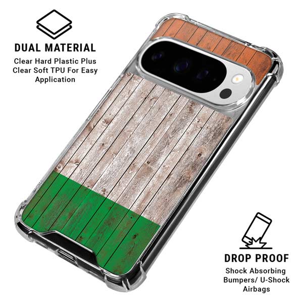 Ireland Flag Dark Wood Google Pixel 10 Pro Clear Case