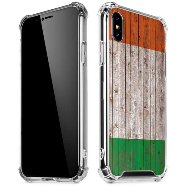 Ireland Flag Dark Wood iPhone X/XS Clear Case