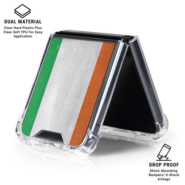 Ireland Flag Distressed Galaxy Z Flip7 Clear Case