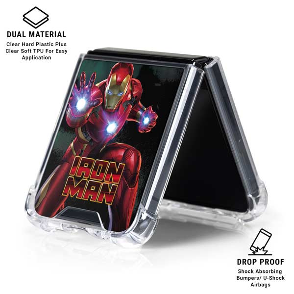 Marvel Iron Man Repulsor Blast Galaxy Z Flip7 Clear Case