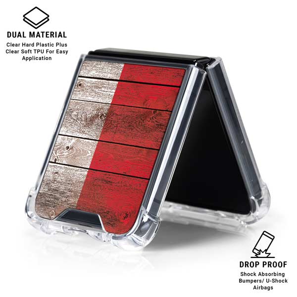 Italian Flag Dark Wood Galaxy Z Flip7 Clear Case