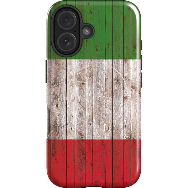 Italian Flag Dark Wood iPhone 16 Magsafe Impact Case