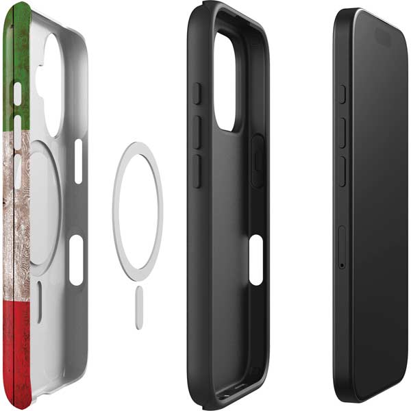 Italian Flag Dark Wood iPhone 16 Magsafe Impact Case