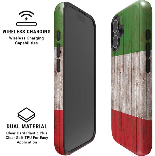 Italian Flag Dark Wood iPhone 16 Magsafe Impact Case