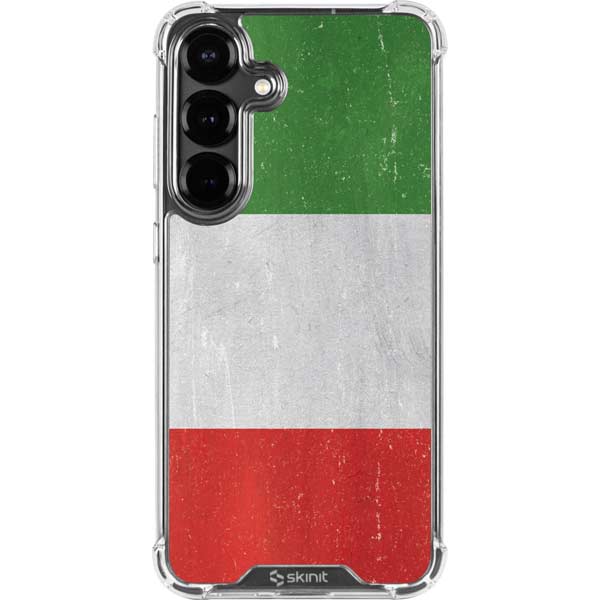 Italy Flag Distressed Galaxy S26 Clear Case