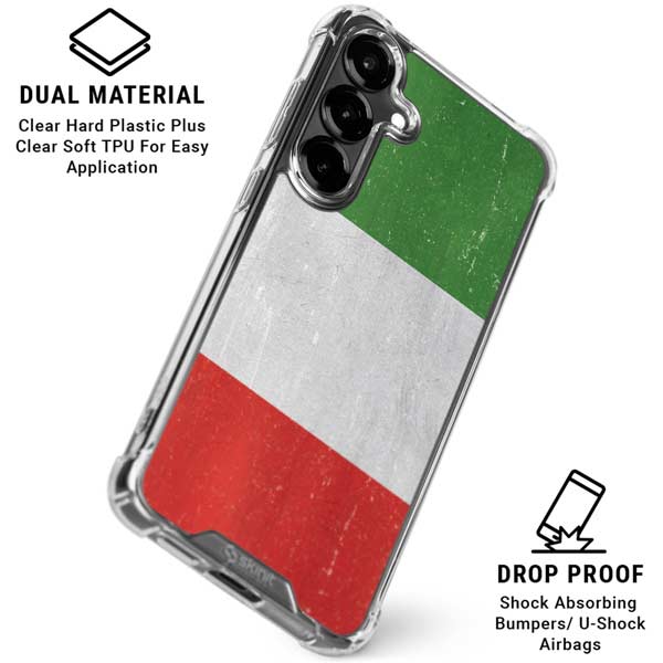 Italy Flag Distressed Galaxy S26 Clear Case