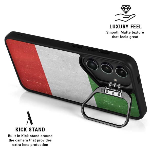 Italy Flag Distressed Galaxy S26 Plus Kickstand Case