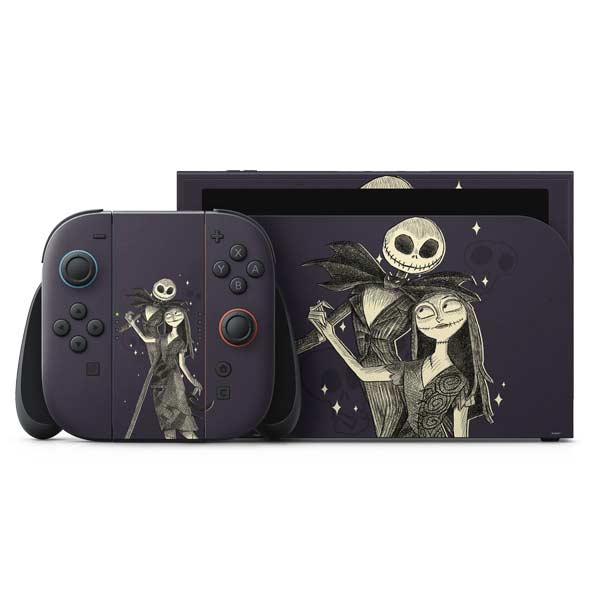 Disney The Nightmare Before Christmas Jack and Sally Art Nintendo Switch 2 (2025) with Joy-Con Skin
