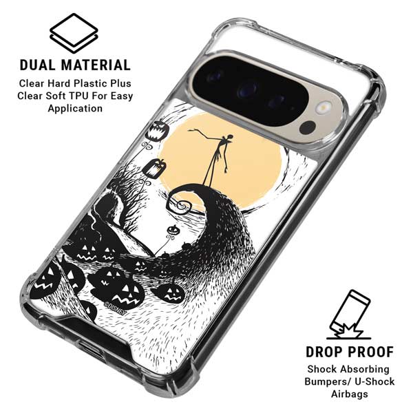 Disney The Nightmare Before Christmas Jack on Spiral Hill Art Pixel 9 Pro XL Clear Case