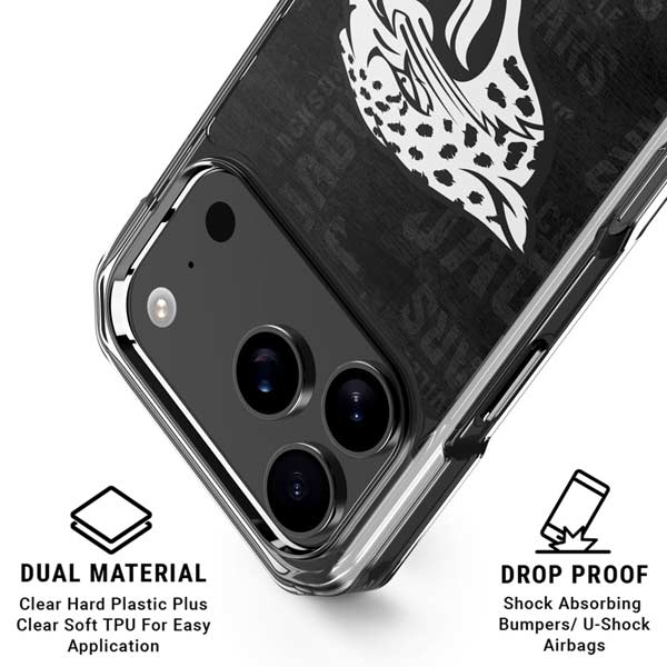 NFL Jacksonville Jaguars Black & White iPhone 17 Pro Clear Case