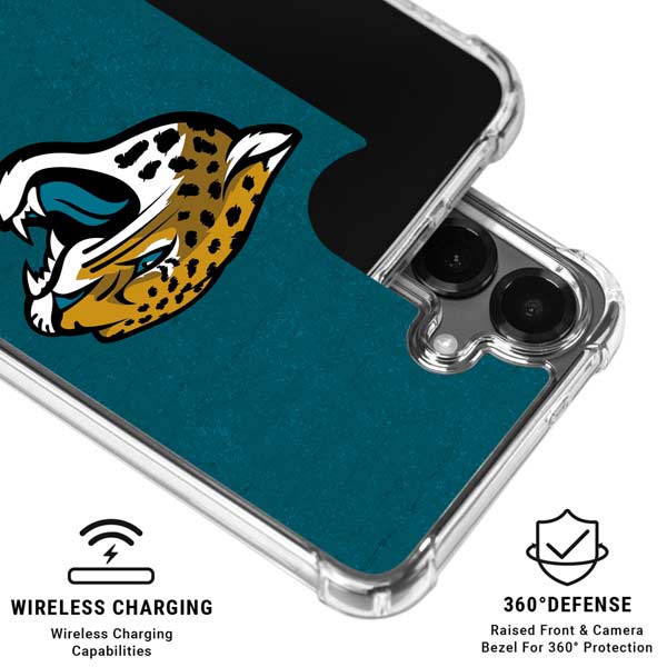 NFL Jacksonville Jaguars Teal Distressed Galaxy S26 Clear Case