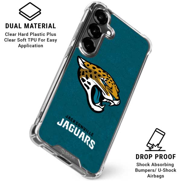 NFL Jacksonville Jaguars Teal Distressed Galaxy S26 Clear Case