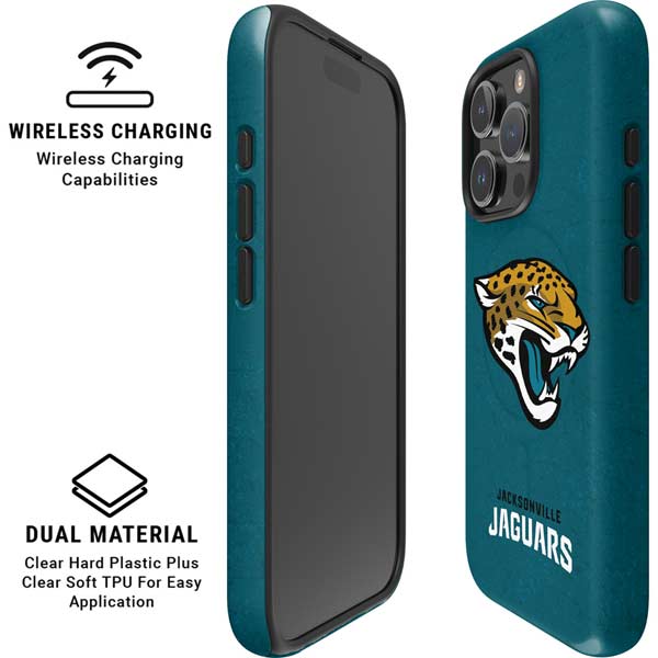 NFL Jacksonville Jaguars Teal Distressed iPhone 16 Pro Max Magsafe Impact Case