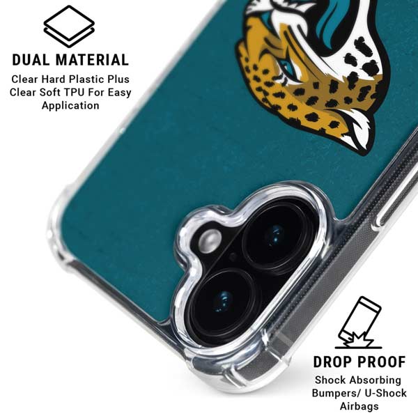 NFL Jacksonville Jaguars Teal Distressed iPhone 17 Clear Case