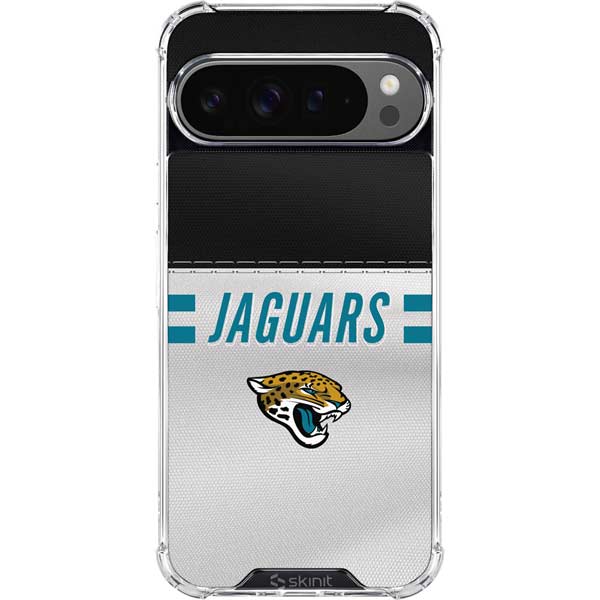 NFL Jacksonville Jaguars White Striped Google Pixel 10 Pro XL Clear Case