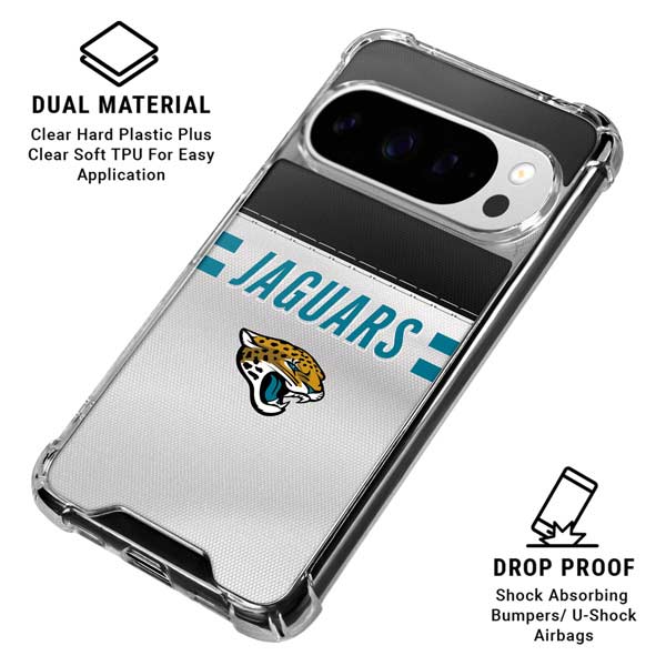 NFL Jacksonville Jaguars White Striped Google Pixel 10 Pro XL Clear Case