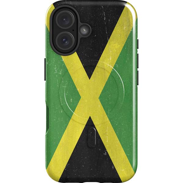 Jamaica Flag Distressed iPhone 16 Plus Magsafe Impact Case
