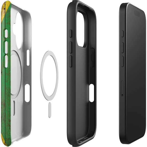 Jamaican Flag Dark Wood iPhone 16 Magsafe Impact Case