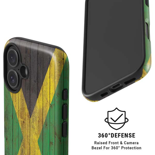 Jamaican Flag Dark Wood iPhone 16 Magsafe Impact Case