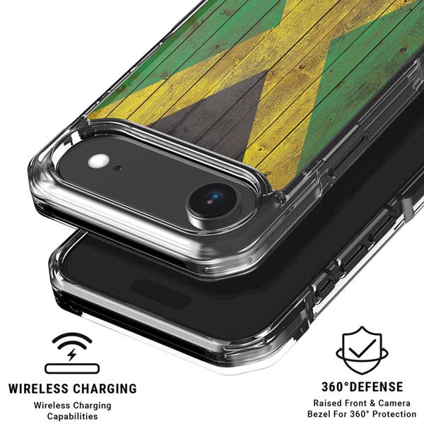 Jamaican Flag Dark Wood iPhone 17 Air Clear Case