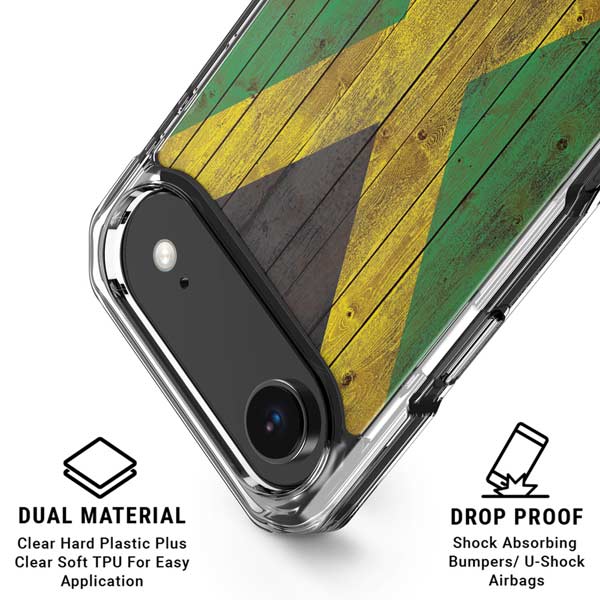 Jamaican Flag Dark Wood iPhone 17 Air Clear Case