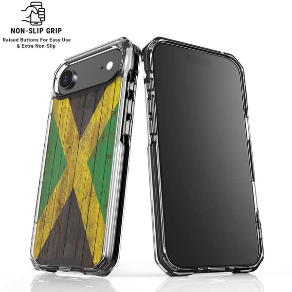 Jamaican Flag Dark Wood iPhone 17 Air Clear Case