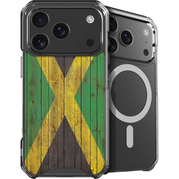 Jamaican Flag Dark Wood iPhone 17 Pro Max MagSafe Case