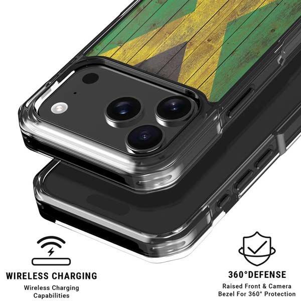 Jamaican Flag Dark Wood iPhone 17 Pro Max MagSafe Case