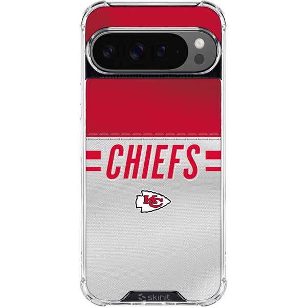 NFL Kansas City Chiefs White Striped Google Pixel 10 Pro Clear Case